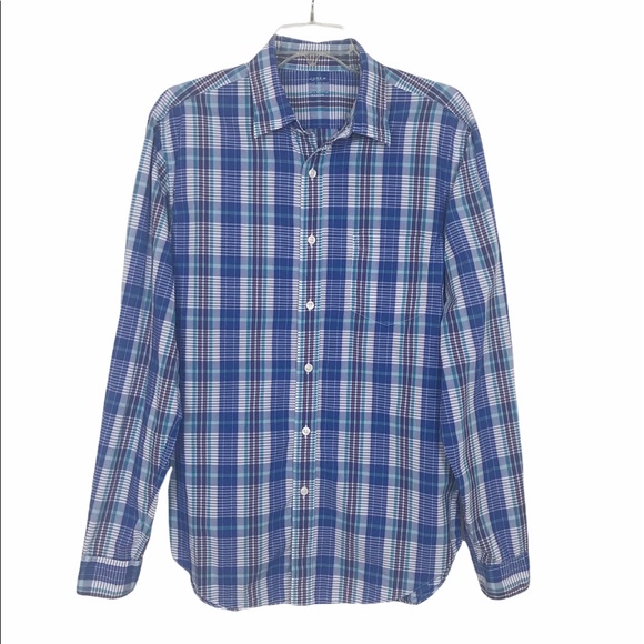 J Crew Blue Plaid Button Down Shirt Cotton Medium - Picture 1 of 6